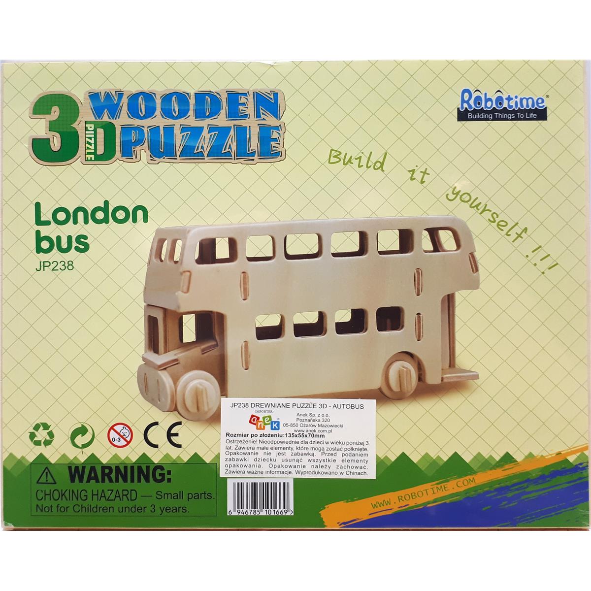 PUZZLE DREWNIANE 3D LONDON BUS-16164